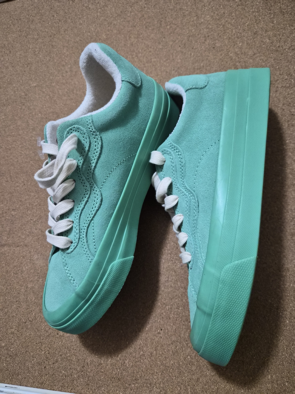 BrandBlack Women's Mint Green Suede Sneakers - Casual Lace-Up Shoes